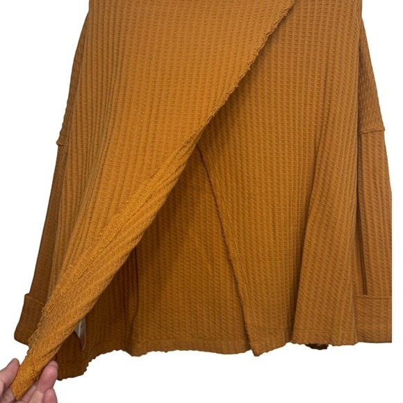 Free People Waffle Knit‎ Cowl Neck Tunic Top Small Rust Orange Boho - Picture 5 of 6